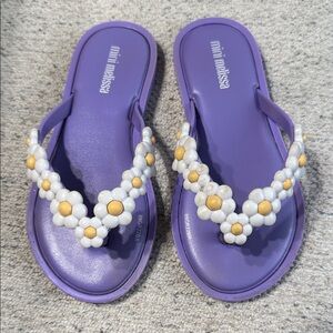 Mini Melissa Purple Sandals with White and Yellow Beads